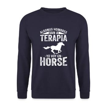 This girl loves horses so much Sunset Horse - Unisex Sweatshirt - navy - Front - Alina (178cm) & Michal (187cm)