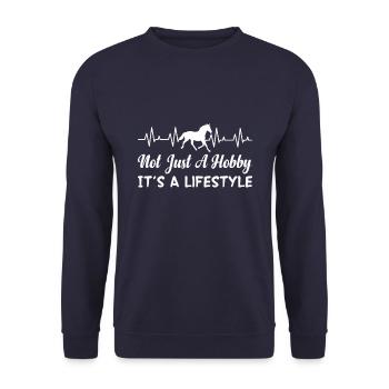 Not just a hobby, but a lifestyle Riding - Unisex Sweatshirt - navy - Front - Alina (178cm) & Michal (187cm)