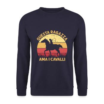 Dieses Mädchen Liebt Pferde Reiten Sonnenuntergang - Unisex Pullover - Navy - Vorne - Alina (178cm) & Michal (187cm)