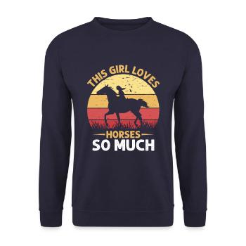 Dieses Mädchen Liebt Pferde So Sehr - Unisex Pullover - Navy - Vorne - Alina (178cm) & Michal (187cm)