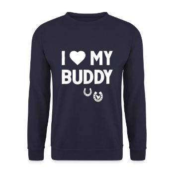 J’aime mon copain signe de cœur de sabots de cheval - Sweat-shirt Unisexe - marine - Devant - Alina (178cm) & Michal (187cm)