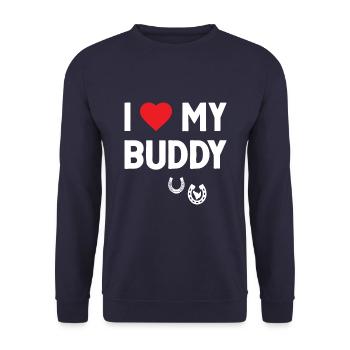 J’aime mon copain cheval sabots cœur rouge - Sweat-shirt Unisexe - marine - Devant - Alina (178cm) & Michal (187cm)