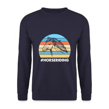 Équitation Coucher de soleil coloré Fond Blanc - Sweat-shirt Unisexe - marine - Devant - Alina (178cm) & Michal (187cm)
