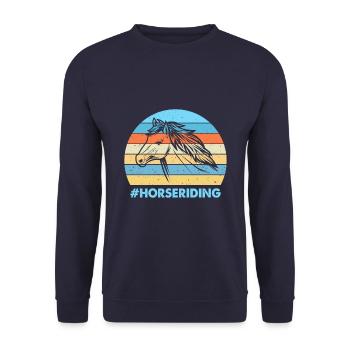 Horseback Riding Colorful Sunset Background Horse - Unisex Sweatshirt - navy - Front - Alina (178cm) & Michal (187cm)