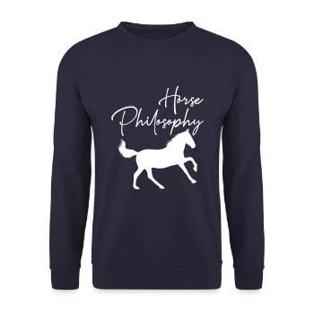 Horse Philosophy Riding Animal Western Style White - Unisex Sweatshirt - navy - Front - Alina (178cm) & Michal (187cm)