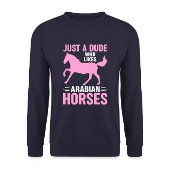 Only a guy who likes Arabian horses culture - Unisex Sweatshirt - navy - Front - Alina (178cm) & Michal (187cm)
