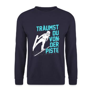 Träumst Du Von Der Piste Skispringen Skifahren Hob - Unisex Pullover - Navy - Vorne - Alina (178cm) & Michal (187cm)