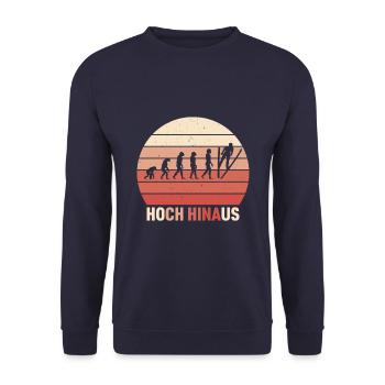 Hoch Hinaus Sonnenhintergrund Skispringen - Unisex Pullover - Navy - Vorne - Alina (178cm) & Michal (187cm)