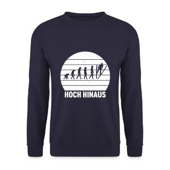 Hoch Hinaus Sonnenhintergrund Skispringen Sport - Unisex Pullover - Navy - Vorne - Alina (178cm) & Michal (187cm)