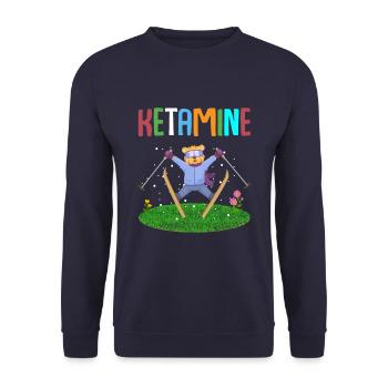 Ketamine Skiing Jumping Bear - Unisex Sweatshirt - navy - Front - Alina (178cm) & Michal (187cm)