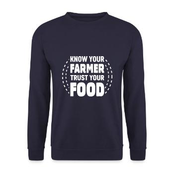 Know your farmer Trust your - Unisex Sweatshirt - navy - Front - Alina (178cm) & Michal (187cm)