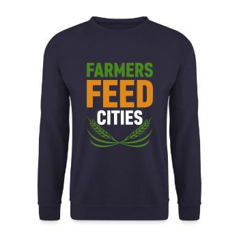 Farmers Feed Cities Grass Farmers Life - Unisex Sweatshirt - navy - Front - Alina (178cm) & Michal (187cm)