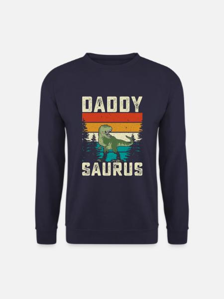 Daddy Saurus Rainbow Background Dino - Unisex Sweatshirt - navy