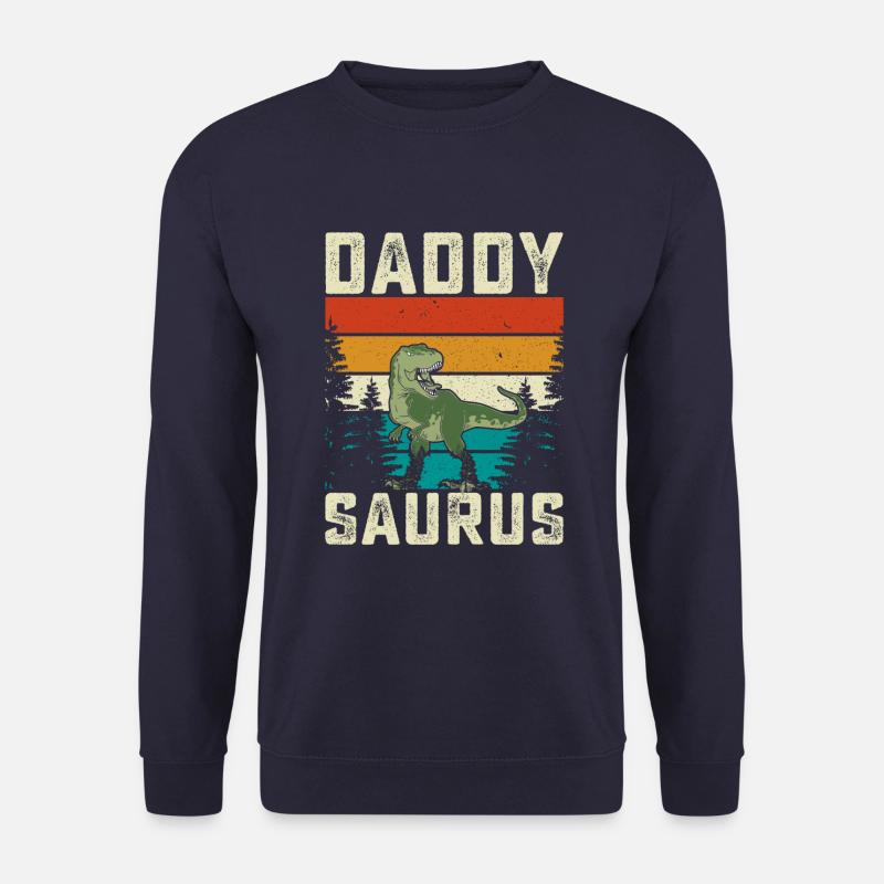 Daddy Saurus Regenbogen Hintergrund Dino - Unisex Pullover - Navy