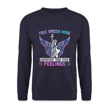 Free Speech More Important Than Your Feelings - Unisex Pullover - Navy - Vorne - Alina (178cm) & Michal (187cm)