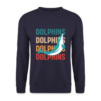 Dolphins Dolphins Dolphins Dolphins Tier Liebhaber - Unisex Pullover - Navy - Vorne - Alina (178cm) & Michal (187cm)