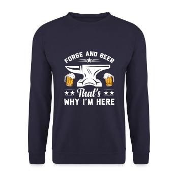 Forge et bière C’est pourquoi je suis ici Fer forgeron - Sweat-shirt Unisexe - marine - Devant - Alina (178cm) & Michal (187cm)