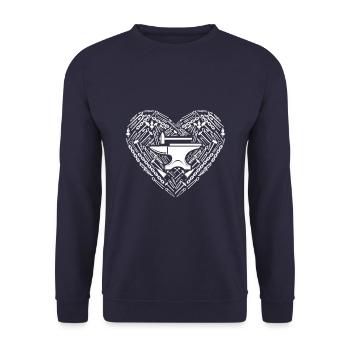 Anvil Hammer Blacksmith Hoof Iron Heart - Unisex Sweatshirt - navy - Front - Alina (178cm) & Michal (187cm)