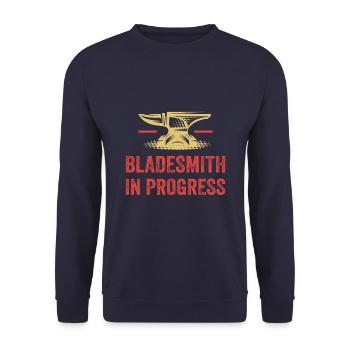 Hammer Forge Blacksmith In Progress Anvil - Unisex Sweatshirt - navy - Front - Alina (178cm) & Michal (187cm)