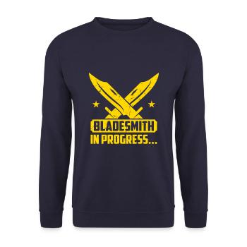 Bladesmith In Progress Couteaux Profession Outilleur - Sweat-shirt Unisexe - marine - Devant - Alina (178cm) & Michal (187cm)