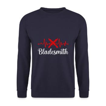 Bladesmith In Progress Toolmaker Knives - Unisex Sweatshirt - navy - Front - Alina (178cm) & Michal (187cm)