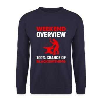 Weekend Overview 100% Chance Of Blacksmithing - Unisex Sweatshirt - navy - Front - Alina (178cm) & Michal (187cm)
