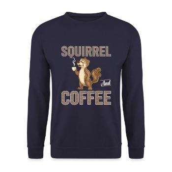 Squirrel Coffee Time to Wake Up Squirrel Squirrel - Unisex Sweatshirt - navy - Front - Alina (178cm) & Michal (187cm)