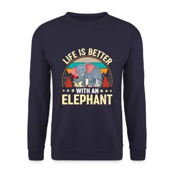 Life Is Better With An Elephant Background Forest - Unisex Sweatshirt - navy - Front - Alina (178cm) & Michal (187cm)