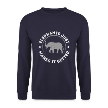 Ekephants Just Makes It Better Elephant Love - Unisex Sweatshirt - navy - Front - Alina (178cm) & Michal (187cm)