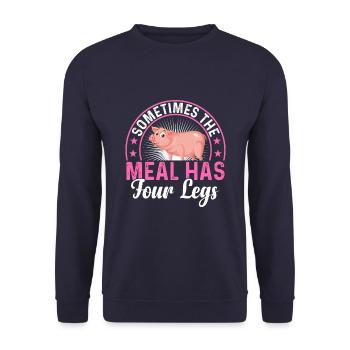 Sometimes your food has your feet vegan or - Unisex Sweatshirt - navy - Front - Alina (178cm) & Michal (187cm)