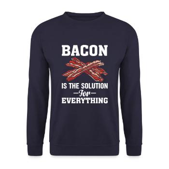 Bacon is the solution to all ham - Unisex Sweatshirt - navy - Front - Alina (178cm) & Michal (187cm)