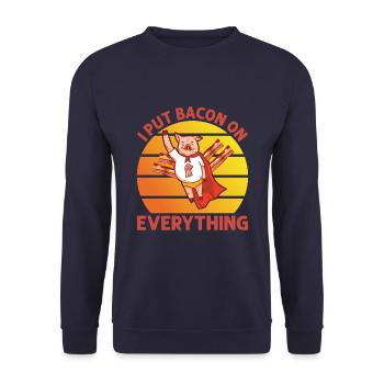 I Put Bacon On Everything Piggy Superhero - Unisex Sweatshirt - navy - Front - Alina (178cm) & Michal (187cm)