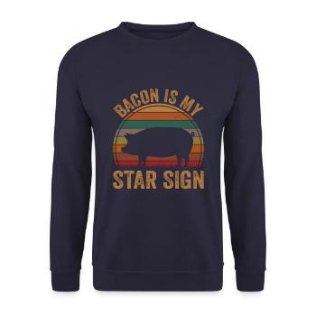 Bacon est mon signe astrologique cochon animal présenté - Sweat-shirt Unisexe - marine - Devant - Alina (178cm) & Michal (187cm)