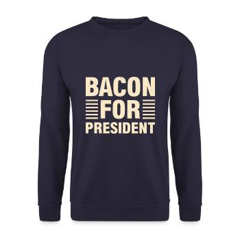 Bacon For President Politics Pig Interests Animal - Unisex Pullover - Navy - Vorne - Alina (178cm) & Michal (187cm)