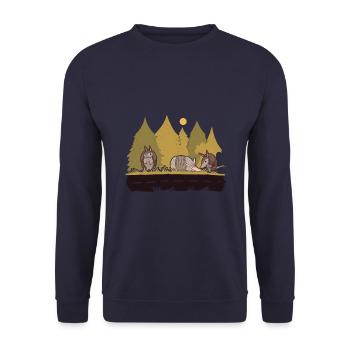 Armadillo, Armadillo, Landscape, Forest, Trees - Unisex Sweatshirt - navy - Front - Alina (178cm) & Michal (187cm)