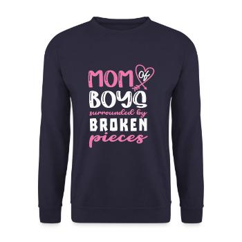 Mutter Von Jungen, Umgeben Von Scherben Mütter - Unisex Pullover - Navy - Vorne - Alina (178cm) & Michal (187cm)