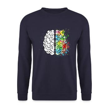 T-shirt brain comic math art - Unisex Sweatshirt - navy - Front - Alina (178cm) & Michal (187cm)