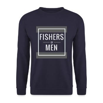 Menschenfischer, Christlich - Unisex Pullover - Navy - Vorne - Alina (178cm) & Michal (187cm)