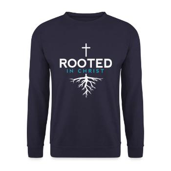 Au fond de Jésus enraciné - Christian - Sweat-shirt Unisexe - marine - Devant - Alina (178cm) & Michal (187cm)