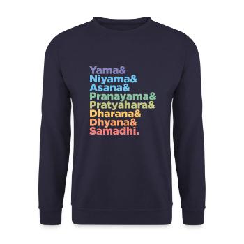 Raja Yoga 8 niveaux cadeau pour les professeurs de yoga - Sweat-shirt Unisexe - marine - Devant - Alina (178cm) & Michal (187cm)