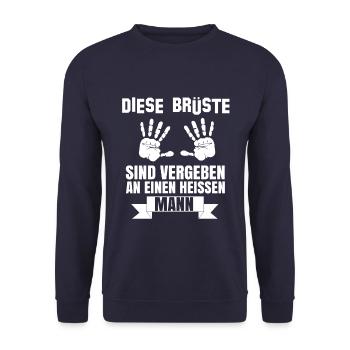 Diese Brüste Sind Vergeben an einen heißen Mann - Unisex Pullover - Navy - Vorne - Alina (178cm) & Michal (187cm)