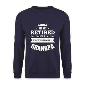 Opa - professional grandpa - Geschenk Opa - Unisex Pullover - Navy - Vorne - Alina (178cm) & Michal (187cm)