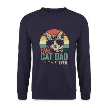 Bester Katzenpapa aller Zeiten - Unisex Pullover - Navy - Vorne - Alina (178cm) & Michal (187cm)
