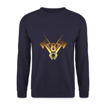 Car lovers | Gift for V8 fans - Unisex Sweatshirt - navy - Front - Alina (178cm) & Michal (187cm)