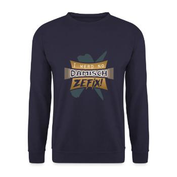 Bayrische Geschenkidee für Grantler - Unisex Pullover - Navy - Vorne - Alina (178cm) & Michal (187cm)