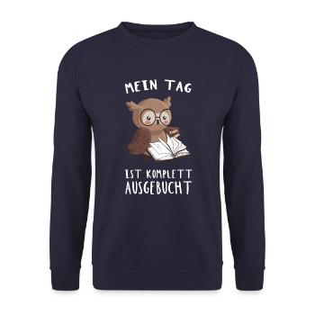 Leseratten Bücher Bücherwurm Eule mit Buch - Unisex Pullover - Navy - Vorne - Alina (178cm) & Michal (187cm)