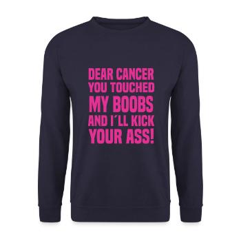 Cher Cancer Tu as touché mes seins Cancer En disant - Sweat-shirt Unisexe - marine - Devant - Alina (178cm) & Michal (187cm)
