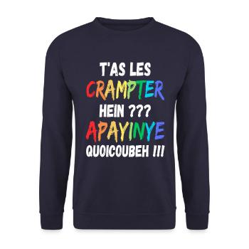 T as les crampter apayinye quoicoubeh humour - Sweat-shirt Unisexe - marine - Devant - Alina (178cm) & Michal (187cm)