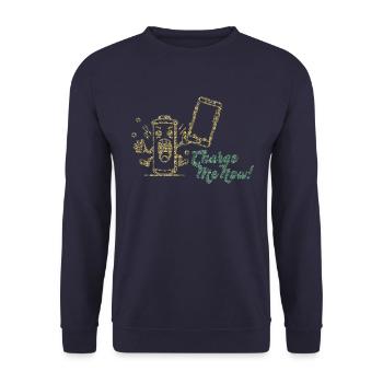 Battery Buddy: Charge Me Now! - Unisex Sweatshirt - navy - Front - Alina (178cm) & Michal (187cm)
