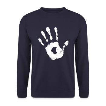 Empreinte de main (blanc) - Sweat-shirt Unisexe - marine - Devant - Alina (178cm) & Michal (187cm)